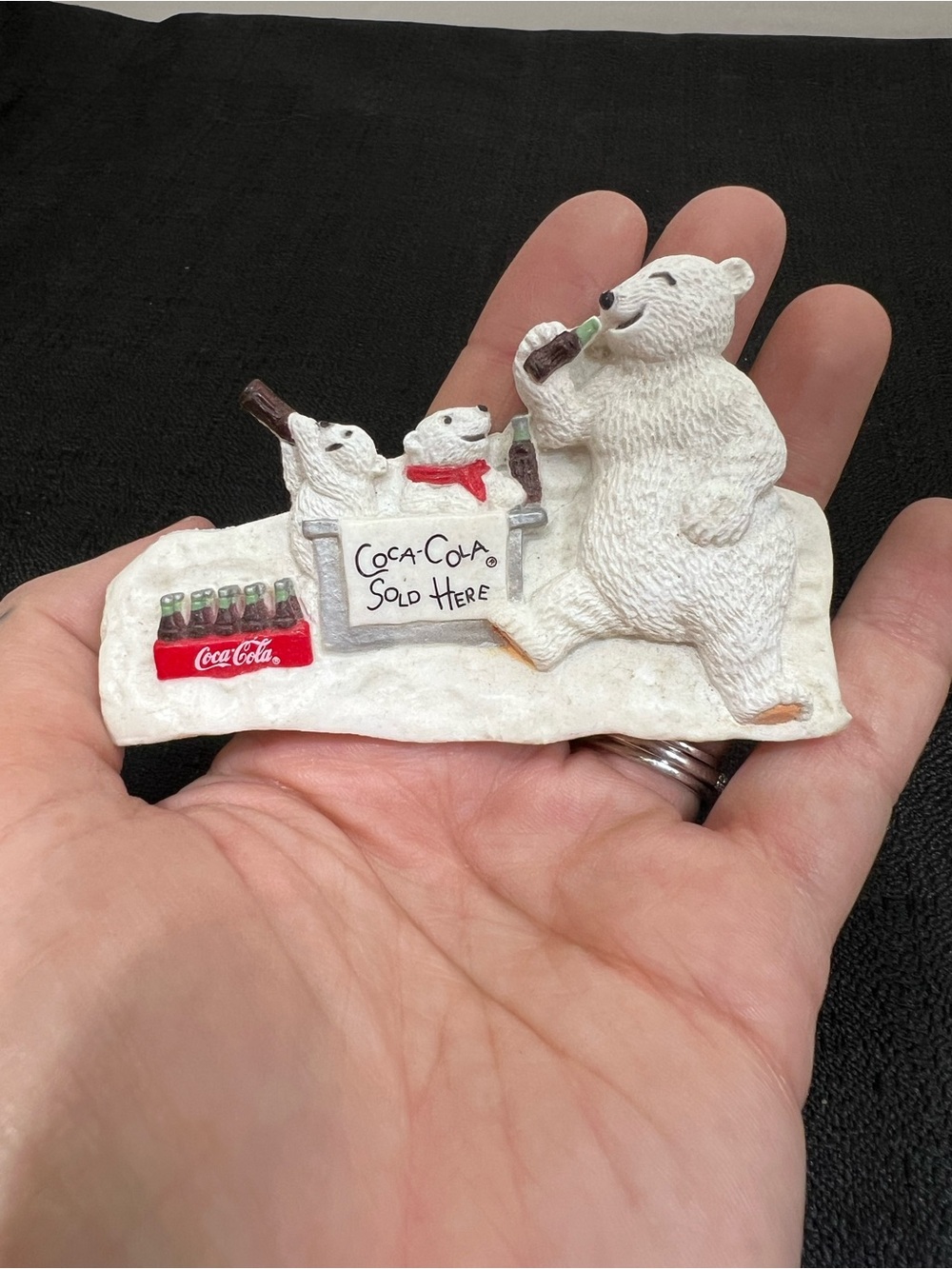 VTG Coca Cola Sold Here Polar Bear Baby Bears 3D Refrigerator Magnet Fridge 1996